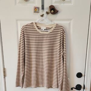 Bohme Brown and Cream Striped Top